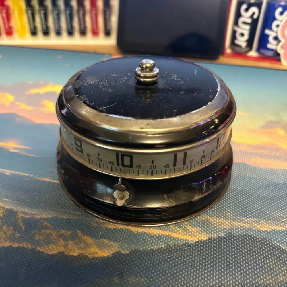 Vintage Made In Usa Wind Up Lux Tape Measure Rotary Clock Working